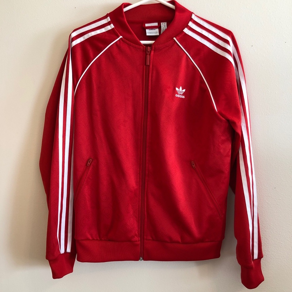Red Adidas track Jacket.